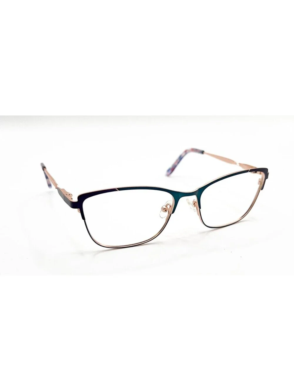 Ann Taylor At108 C03 Matte Teal Blue Black Gold Authentic Eyeglasses 52-16-125